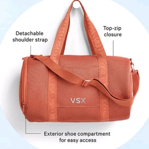 VSX Sports Duffle Bag W Shoe Compartment In Vibrant Mesh Orange NEW MSRP $60 - Picture 3 of 16